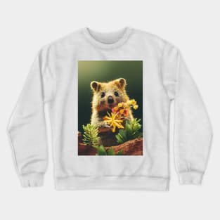 Cute quokka with Australian wild flowers Crewneck Sweatshirt